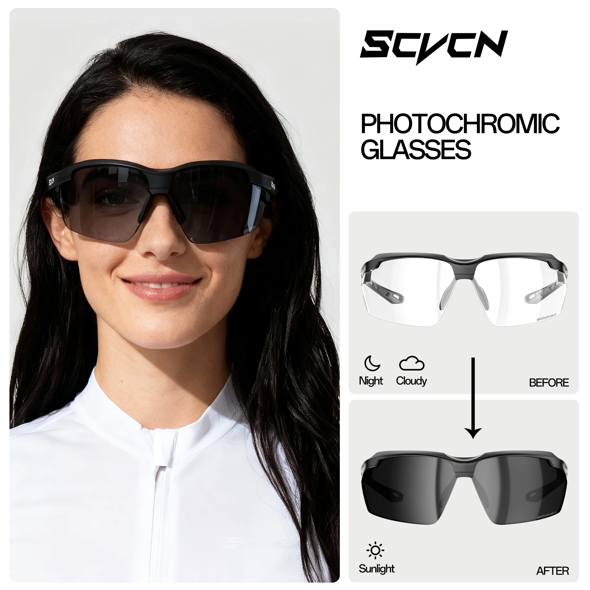 Photochromic Sports Sunglasses - Unisex UV400 Cycling & Running Eyewear