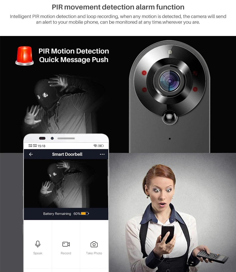 WiFi Video Doorbell 1080P Tuya Smart Wireless Doorbell Night Vision Home Securit