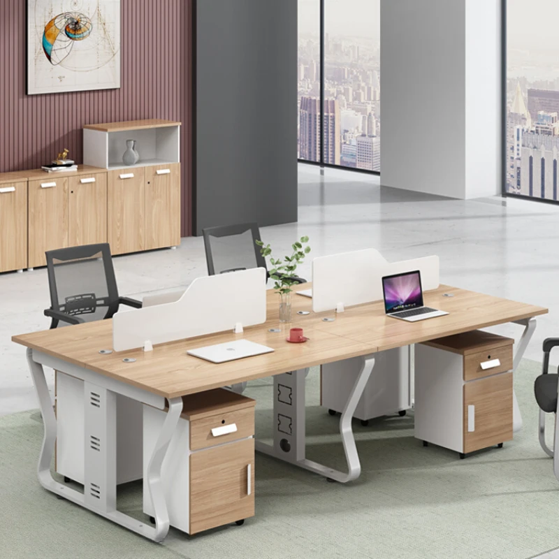 Staff desk and chair combination: simple modern workstation, office screen card seat, 246-person computer desk, desk