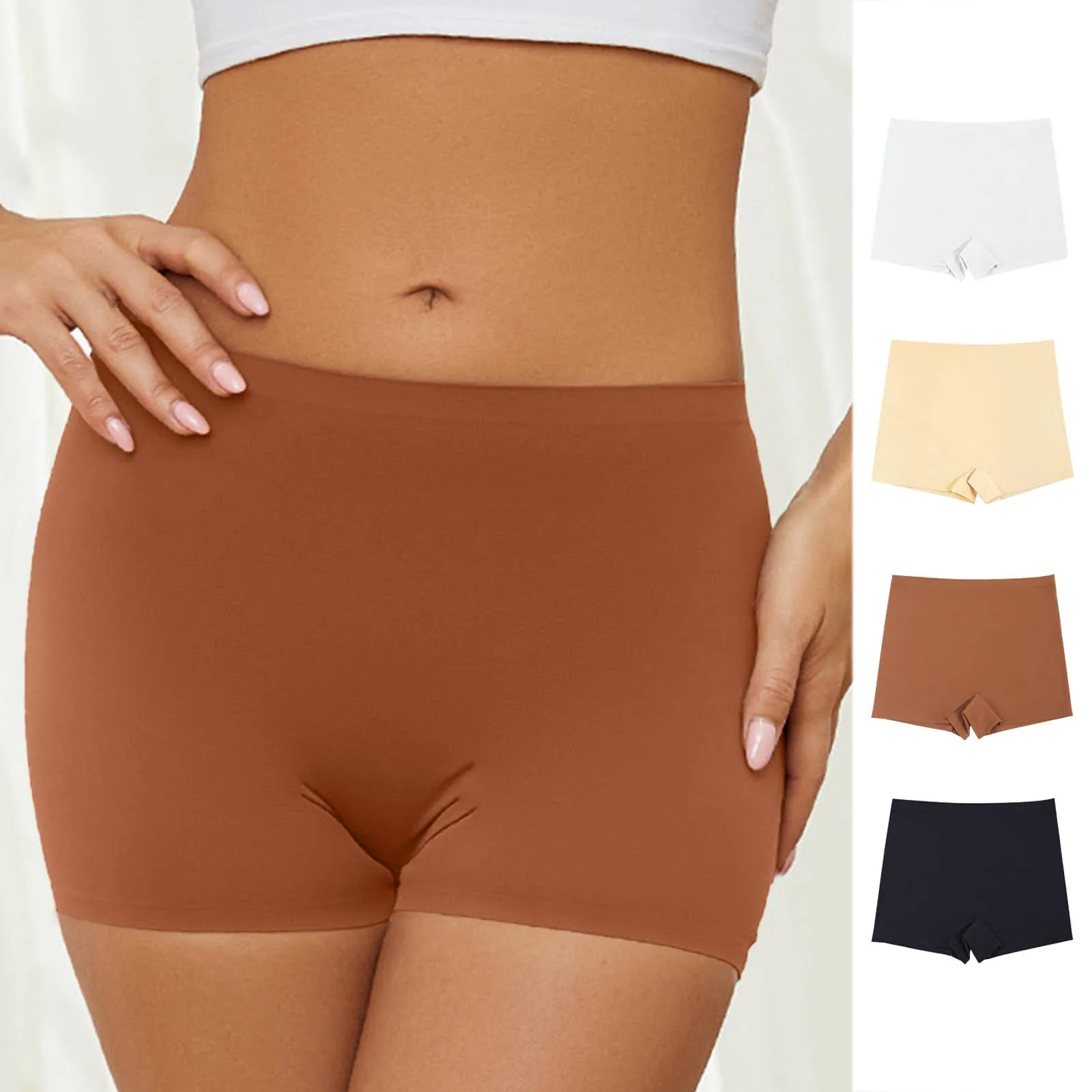 

Women High Waist Solid Color Short Pants Comfortable Seamless Womens Bottoming Briefs