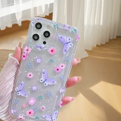 Elegant Pink & Purple Butterfly Floral Transparent Anti - Drop TPU Phone Case - Ideal Gift for Holidays & Special Occasions (Clear)