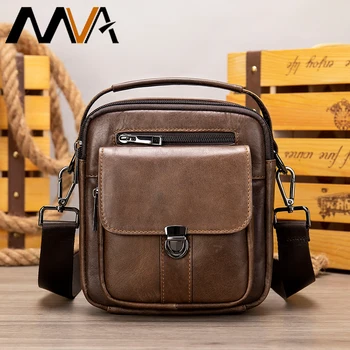 MVA 정품 가죽 메신저 백 남성용, 숄더백 크로스바디 백 소형 디자이너 숄더 핸드백 Bolso Male 7438