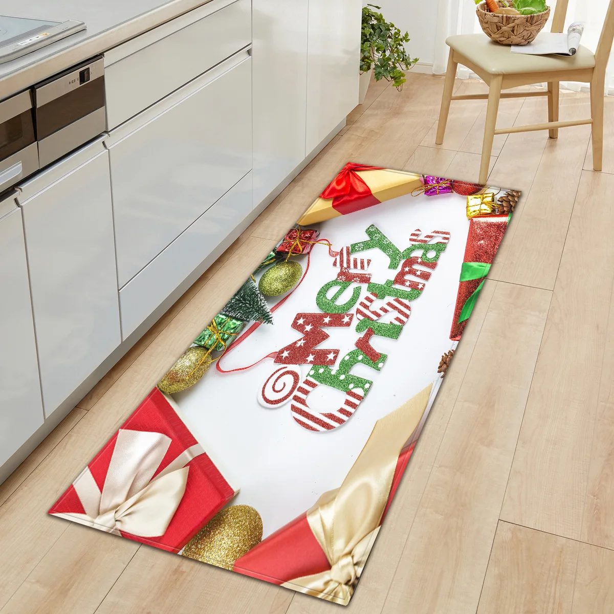 

Printed Christmas Carpet for Living Room Bedroom Soft Footmat Long Hallway Welcome Rugs Shoes Off Mats Anti Slip Kitchen Mat Rug