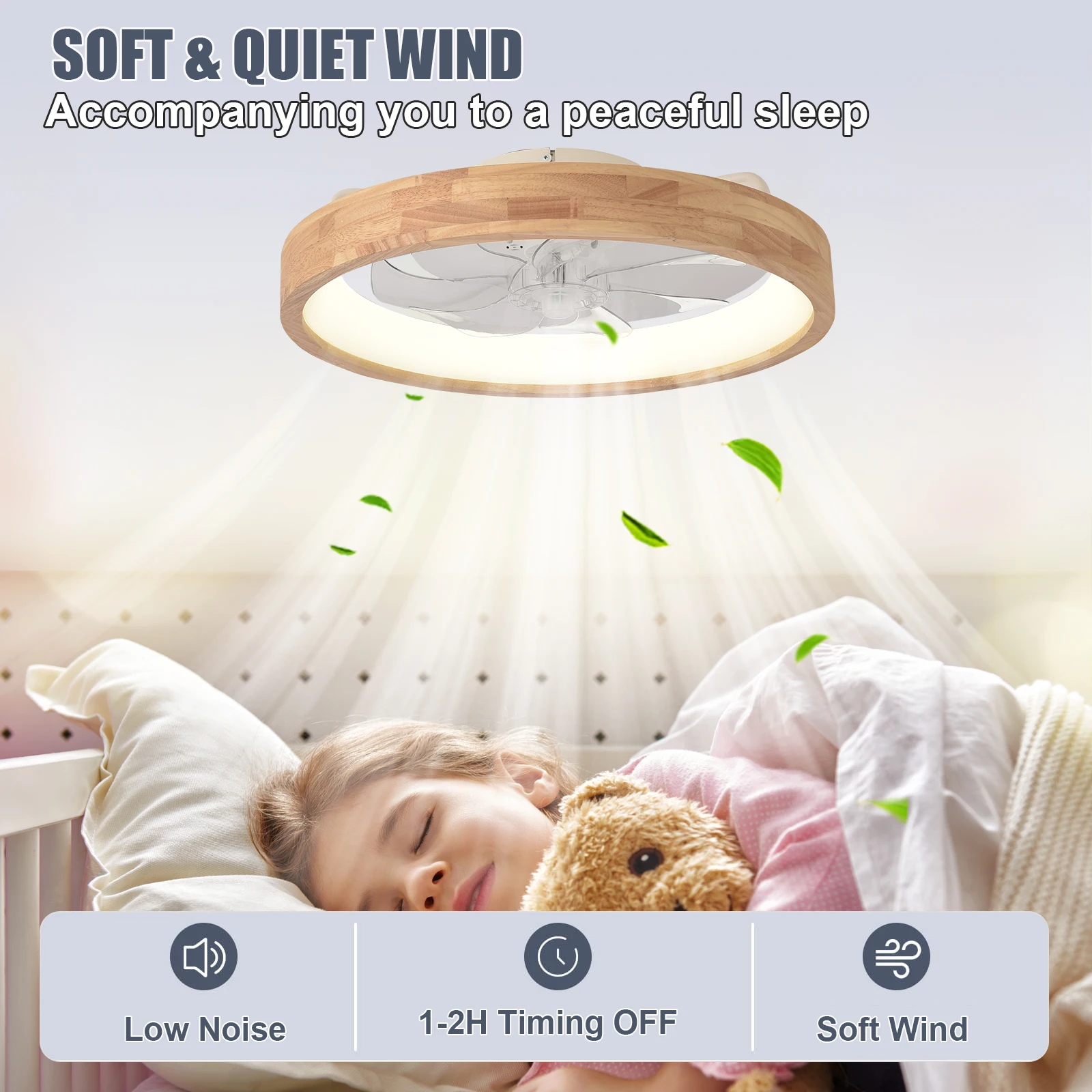 LED Ceiling Fan with Light Dimmable Timing with Remote Control 5 Invisible Reversible Blades Semi Flush Mount Low Profile Fan ceiling fan led ceiling fan lights led fan light