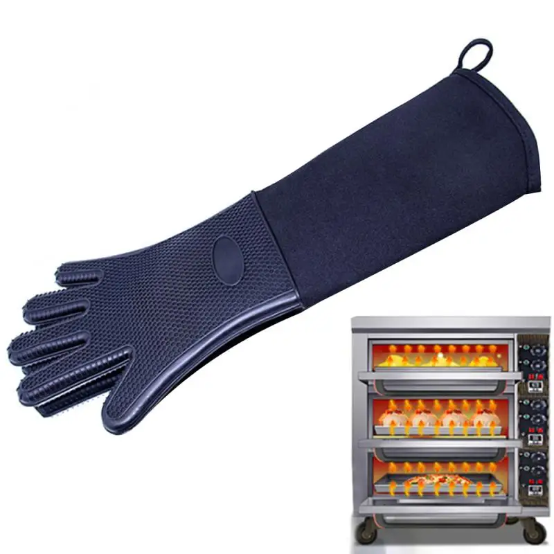 

Household BBQ Oven Gloves Heat Resistant Gloves Silicone Baking Oven Mitts Barbecue Heat Lnsulation Microwave Gloves Mitts