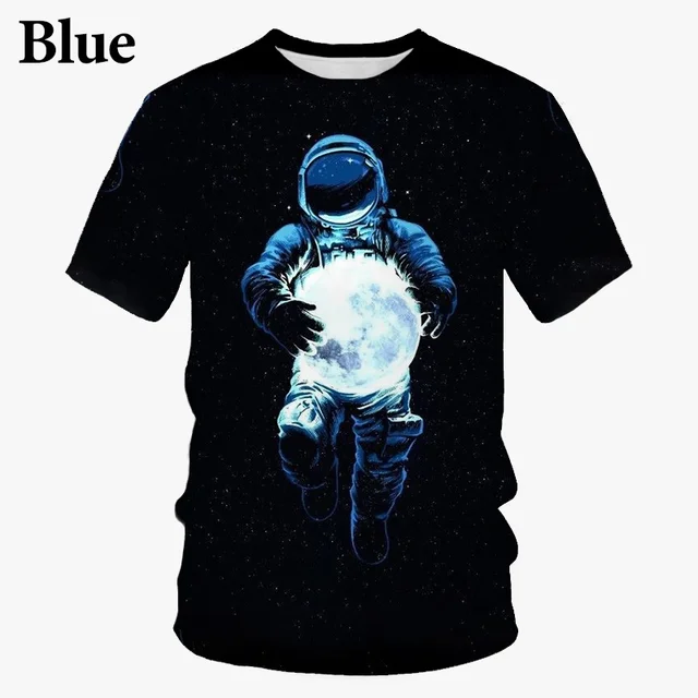 Camiseta con diseño de astronauta espacial para hombre y mujer, camisa de manga corta con cuello redondo y estampado 3D, XS-5XL para pareja, verano, 2022 1
