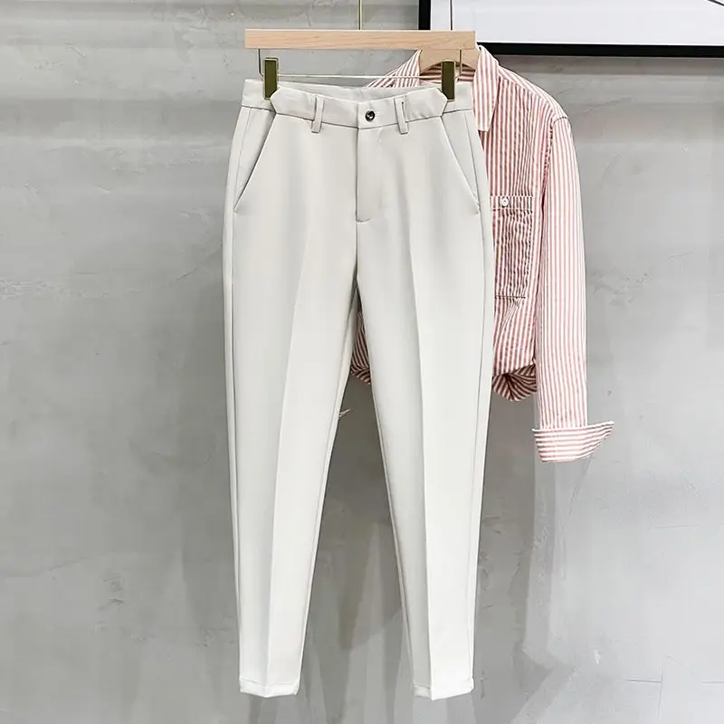 Spring Autumn New Solid Color Fashion Suit Pants Man High Street Casual Loose Zipper Pockets Korean Style Y2K Straight Trousers