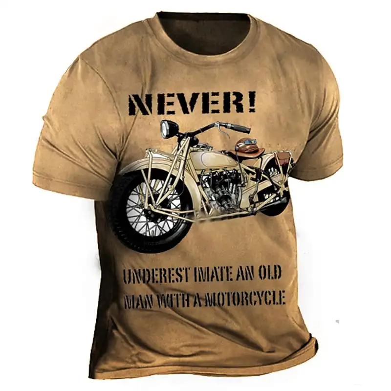 

Vintage Motorcycle Pattern 3D Printing Tees Cool Men Streetwear Hip-Hop Personality Crewneck Short Sleeve Oversized T-Shirt Tops