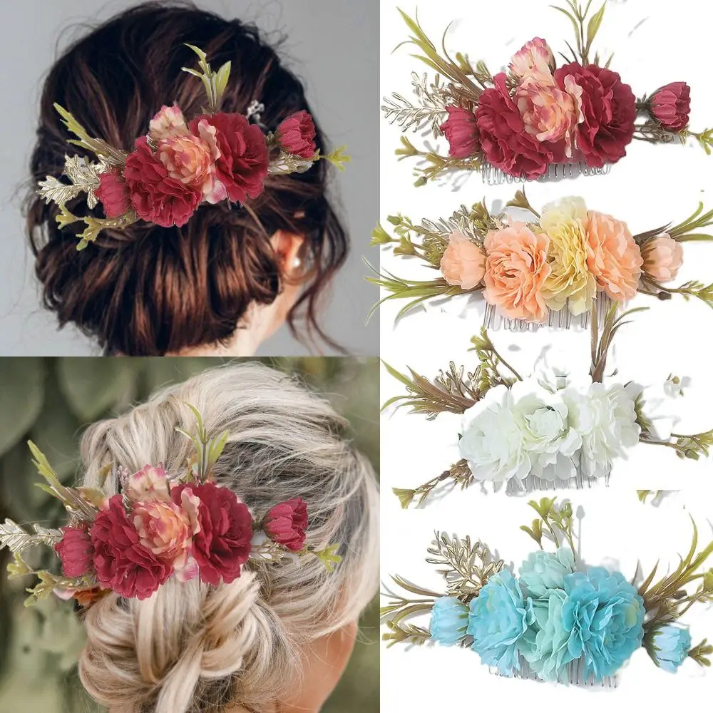 Blume Braut Haar Kamm Stifte handgemachte Hochzeit Zubehör Schmuck Frauen Abschluss ball Kopf bedeckung Haarnadeln böhmischen Kopfschmuck