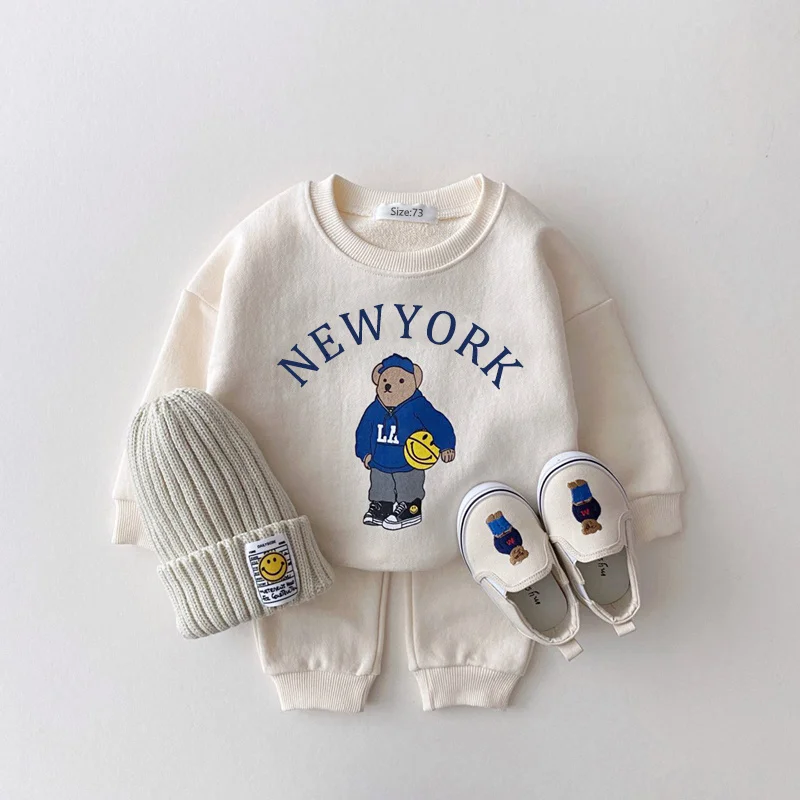 

Baby Boy Girl Clothing Sets Children Bear Pullover Sweatshirts + Simple Solid Cotton Sports Pants 2pc Kids Clothes Boy New Suit