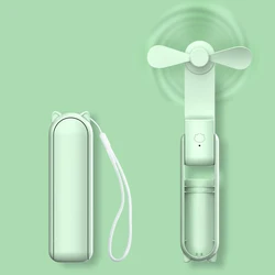 Compact USB Rechargeable Foldable Handheld Fan with 3-Speed Settings for Travel and Outdoor Use (Green)