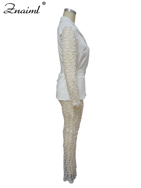 Angelina Mesh Patchwork Sashes Pant Set 5