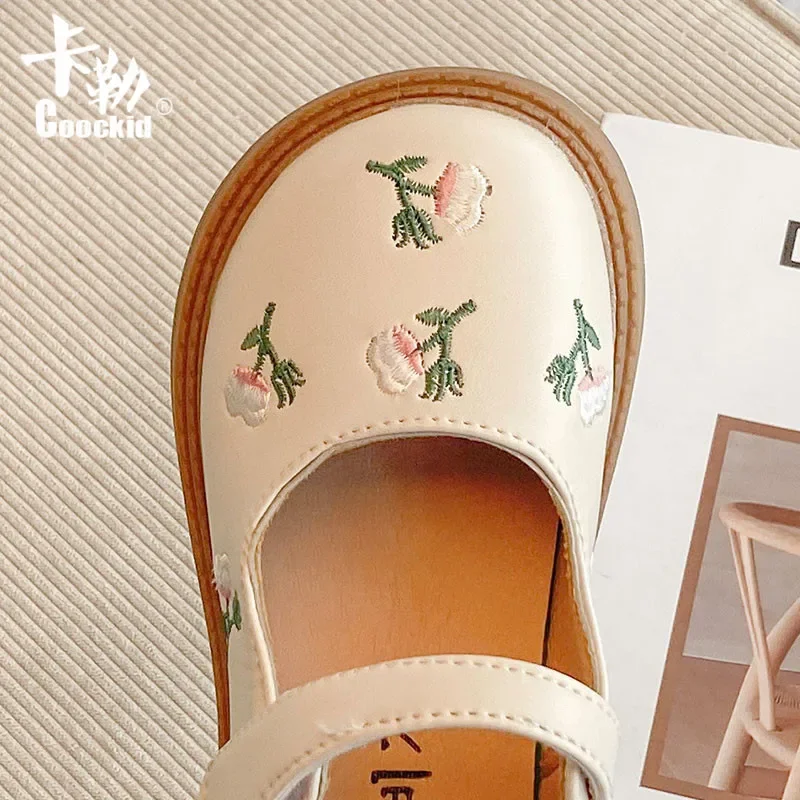 Girls Oxfords 2024 Spring Autumn Kids Soft PU Leather Shoes For Girl Small Cute Flower Children Princess Shoes Mary Jane Flats 4