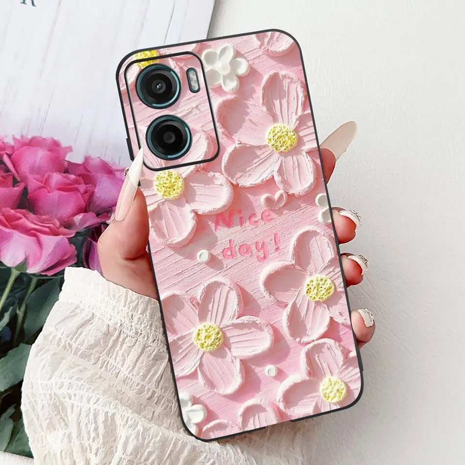 Floral Butterfly Black Silicone Soft Lightweight Phone Case