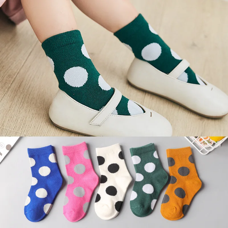 5 Pairs/Pack Baby Cotton Spring Dot Baby Girl Socks Toddler Children School Socks Kids Socks Boys Autumn Fashion Kids Gifts