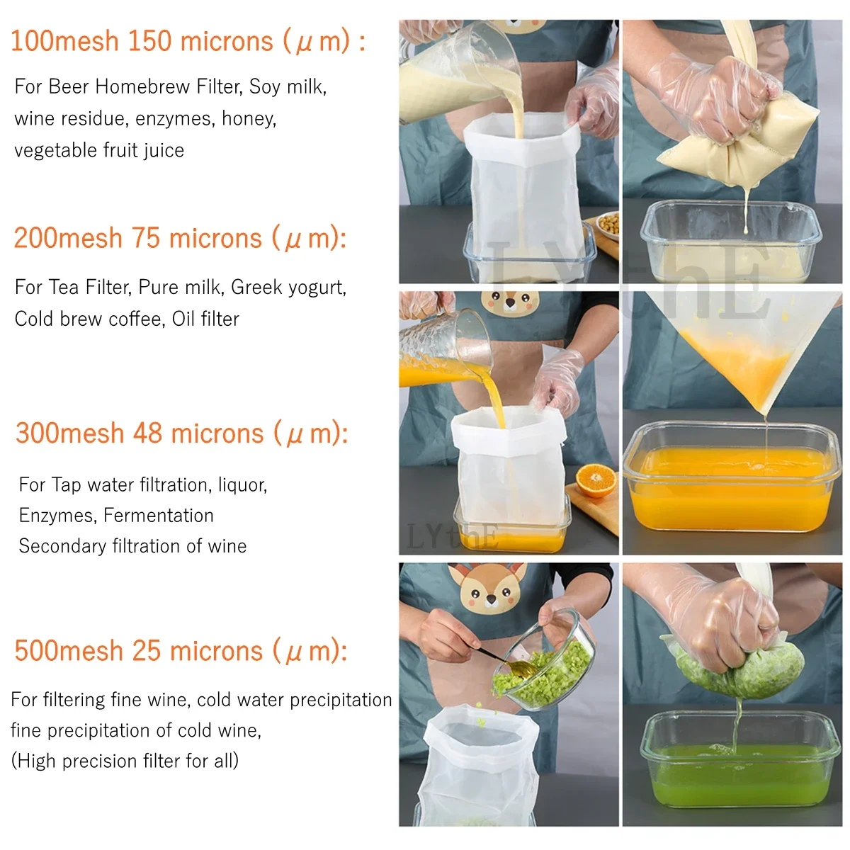 Sacchetto Filtro Da 7L In Cotone Per Vino, Sidro, Birra E Formaggio - Riutilizzabile E Lavabile
