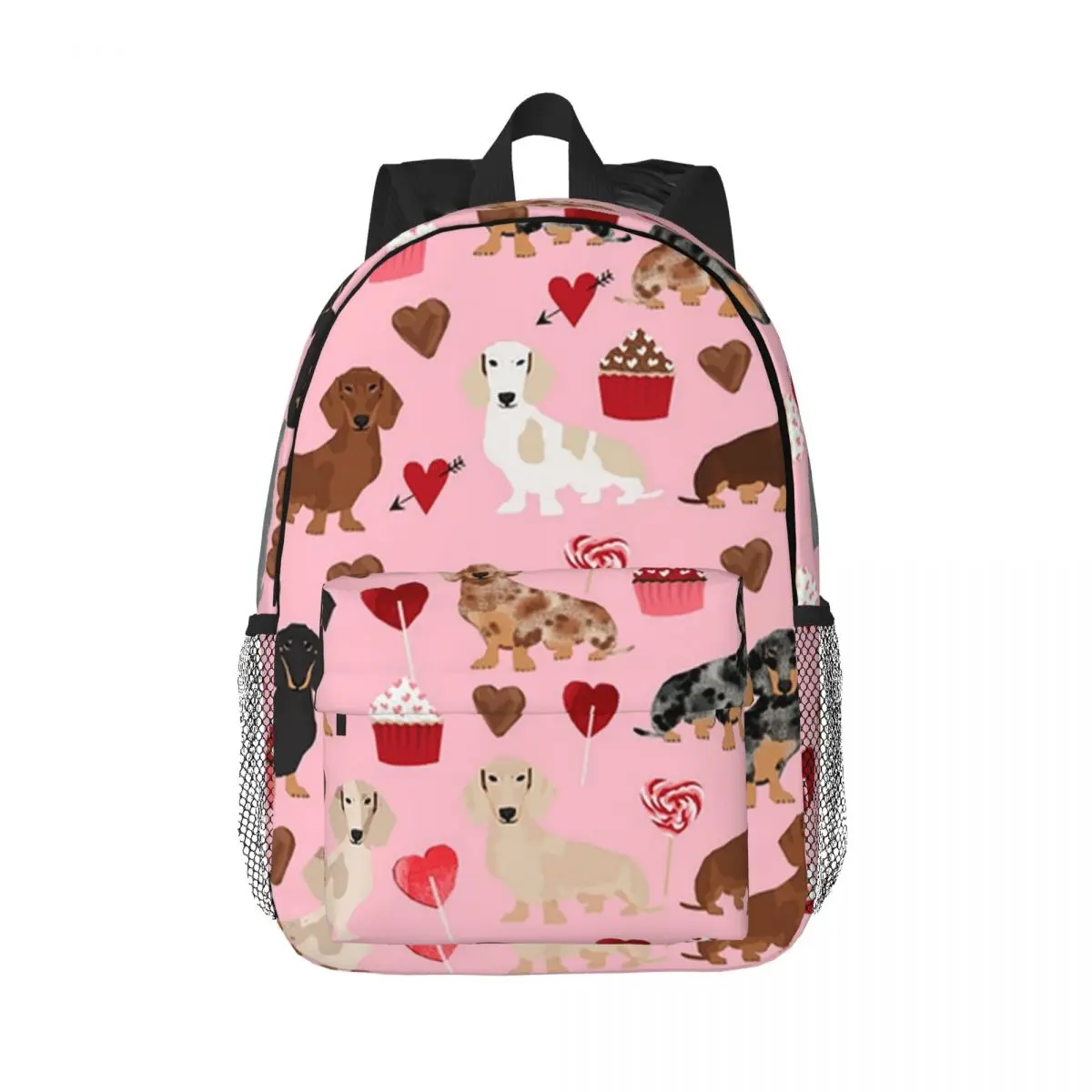 

Dachshund Dogs Hearts Cookies Backpacks Boys Girls Bookbag Children School Bags Travel Rucksack Shoulder Bag Large Capacity