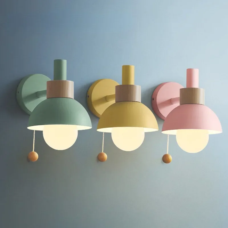 

Nordic Macaron LED Wall Lamp Colorful Wall Light for Children's Bedroom Bedside Reading Lamp Sconces Home Art Decor Lighting