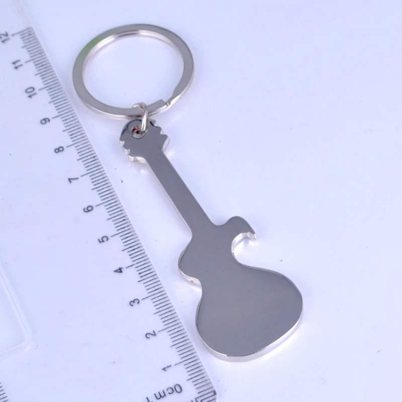 Double Sided Polished Music Keychain Guitar Bottle Opener Creative Metal Gifts Free Engraving of Code Characters with Pictures