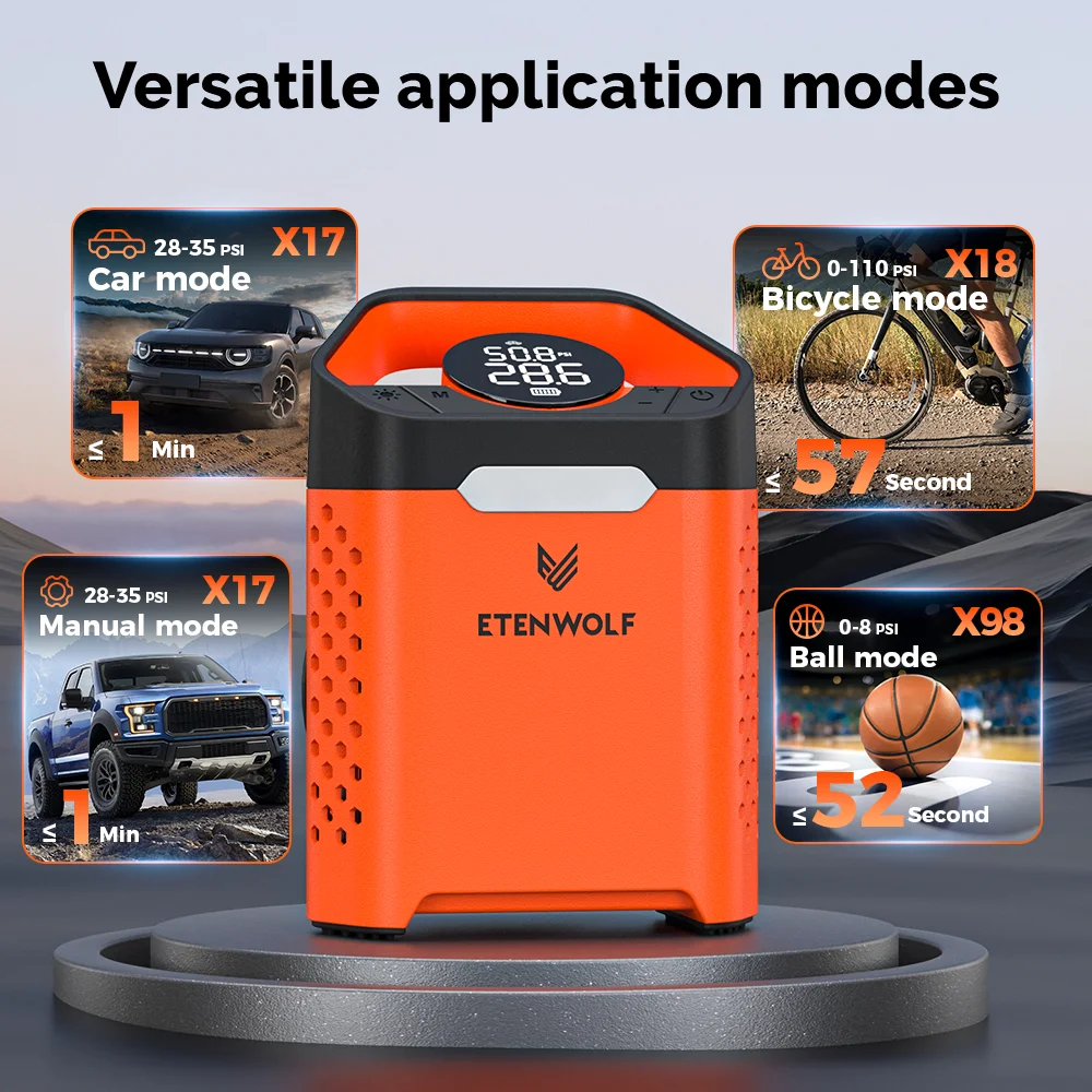 ETENWOLF V3 Portable Tire Inflator Pump 160 PSI Car Compressor thumbnail 5