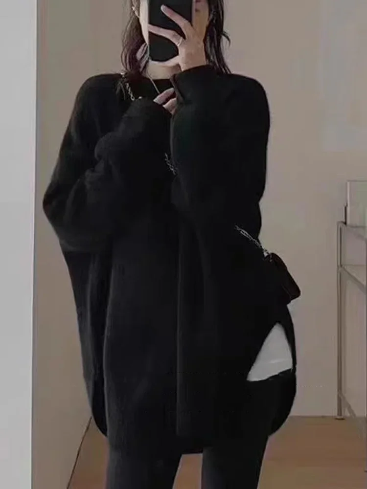 New Fashion Pullovers Knitted Long Sleeve Women Sweater Casual Loose O Neck Solid Color Women's Loose Top