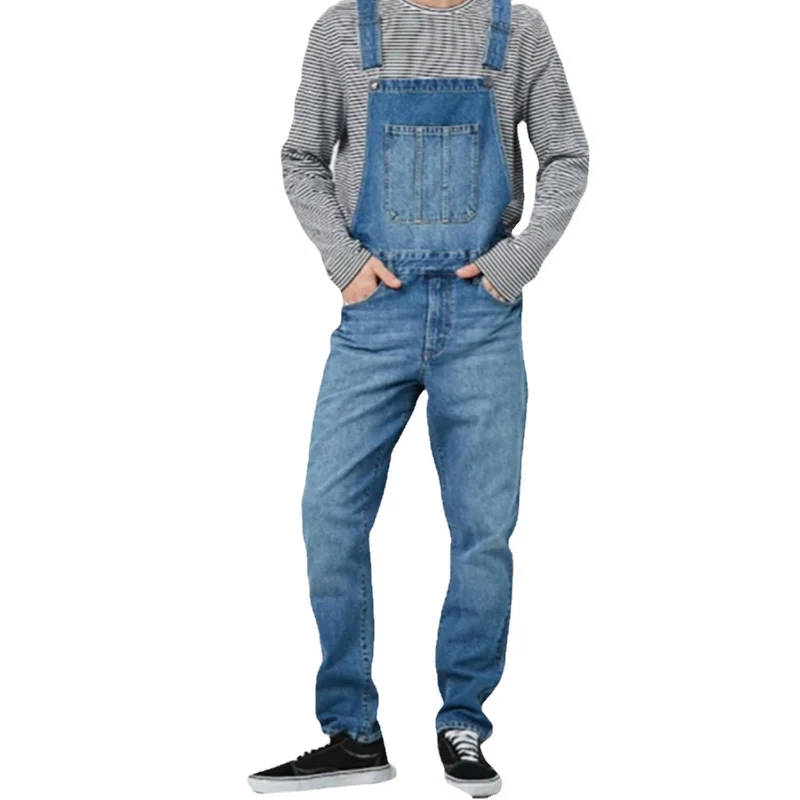 Men's Jeans Suspenders New High Street Denim Jumpsuit Spring and Autumn Full Length Overalls Male Bibs Cargo Pants