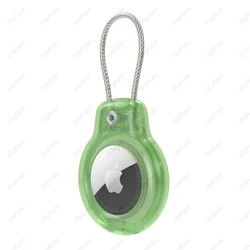 Secure AirTag Holder with Wire Cable for Keys, Pets, and Luggage (Crystal Green)