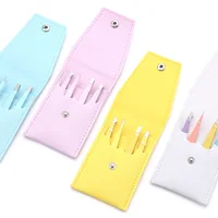 4Pcs High-Quality Eyebrow Tweezer Colorful Hair Beauty Fine Hairs Puller Stainless Steel Slanted Brow Clips Removal Makeup Tools 1