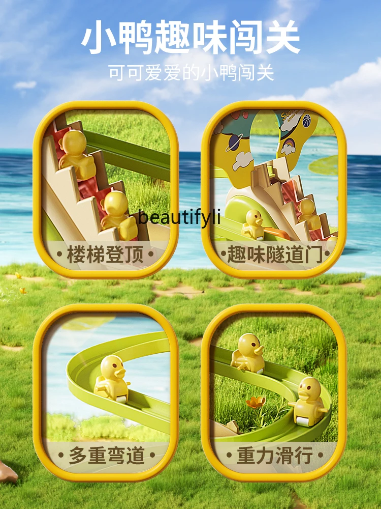 Little duck climbing stairs children educational electric track toy baby slide boy and girl gift