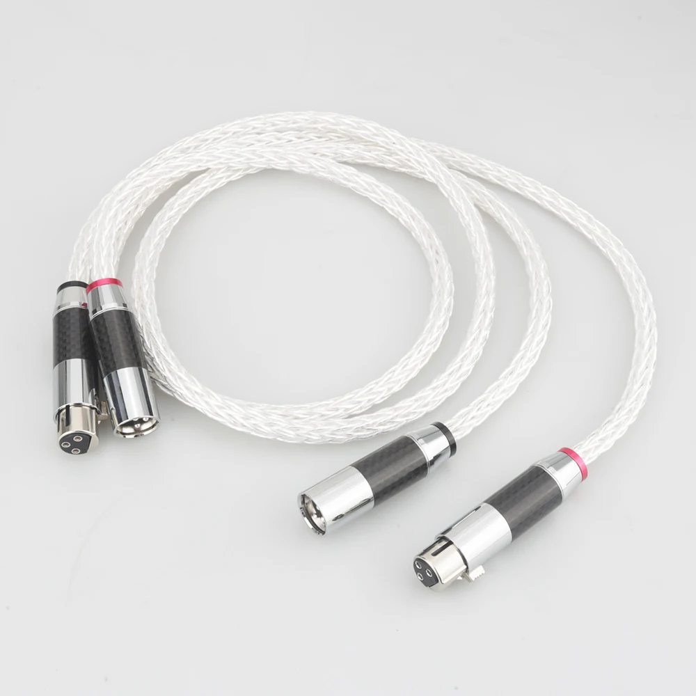 Cabo de Áudio Banhado a Prata com Fibra de Carbono Xlr Equilibrado Xlr Connector Occ 16 Fios Alta Qualidade Alta Qualidade 8ag - Image 2