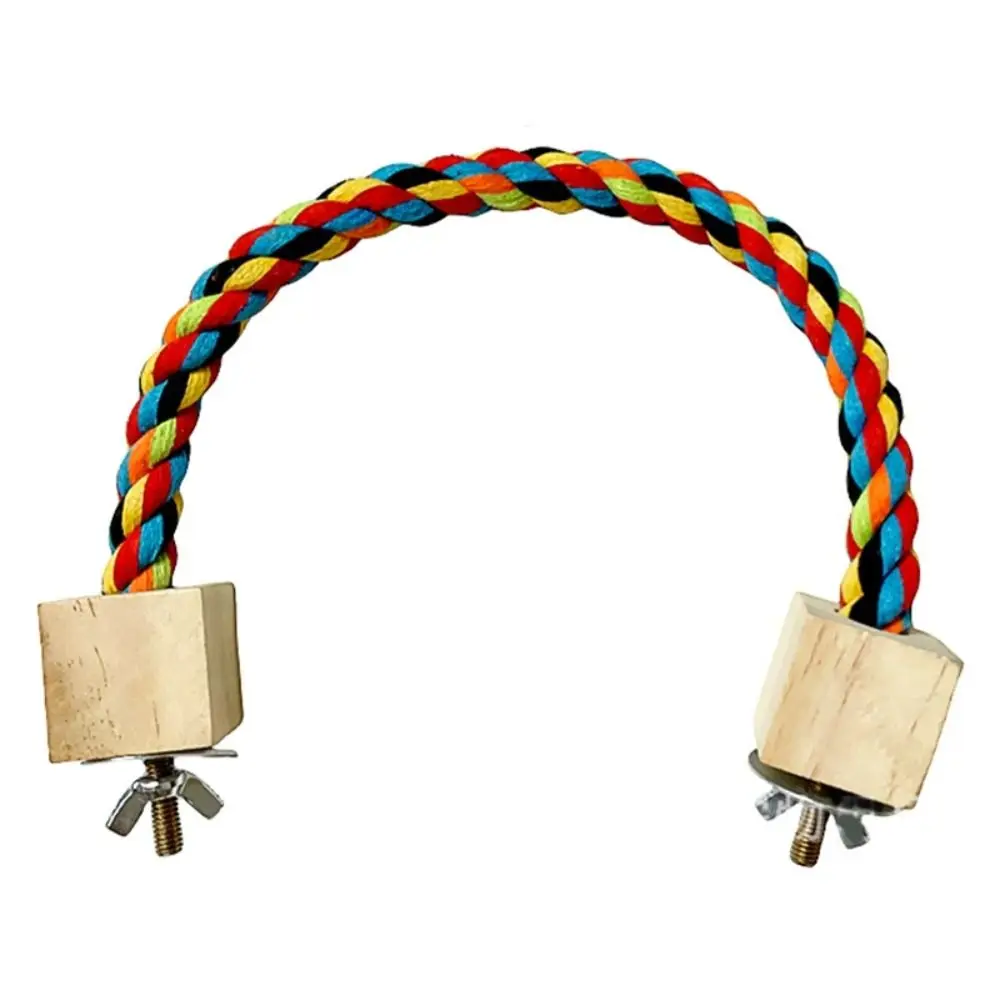 Pet Bird Bite Toys Parrot Color Cotton Rope Toys Elastic Parrot Climbing Toys Sturdy Bird Swing Harness Cage Pet Toy Swing Stand 3