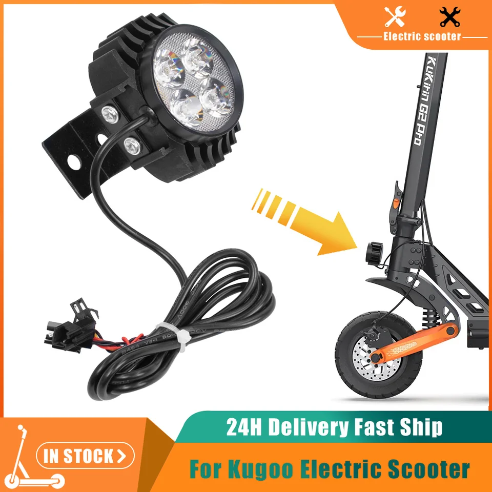 Faro Con Clacson Per Scooter Elettrico Kugoo Pro, 12-80V, LED, Nero, Dimensioni 70x59x58 Mm