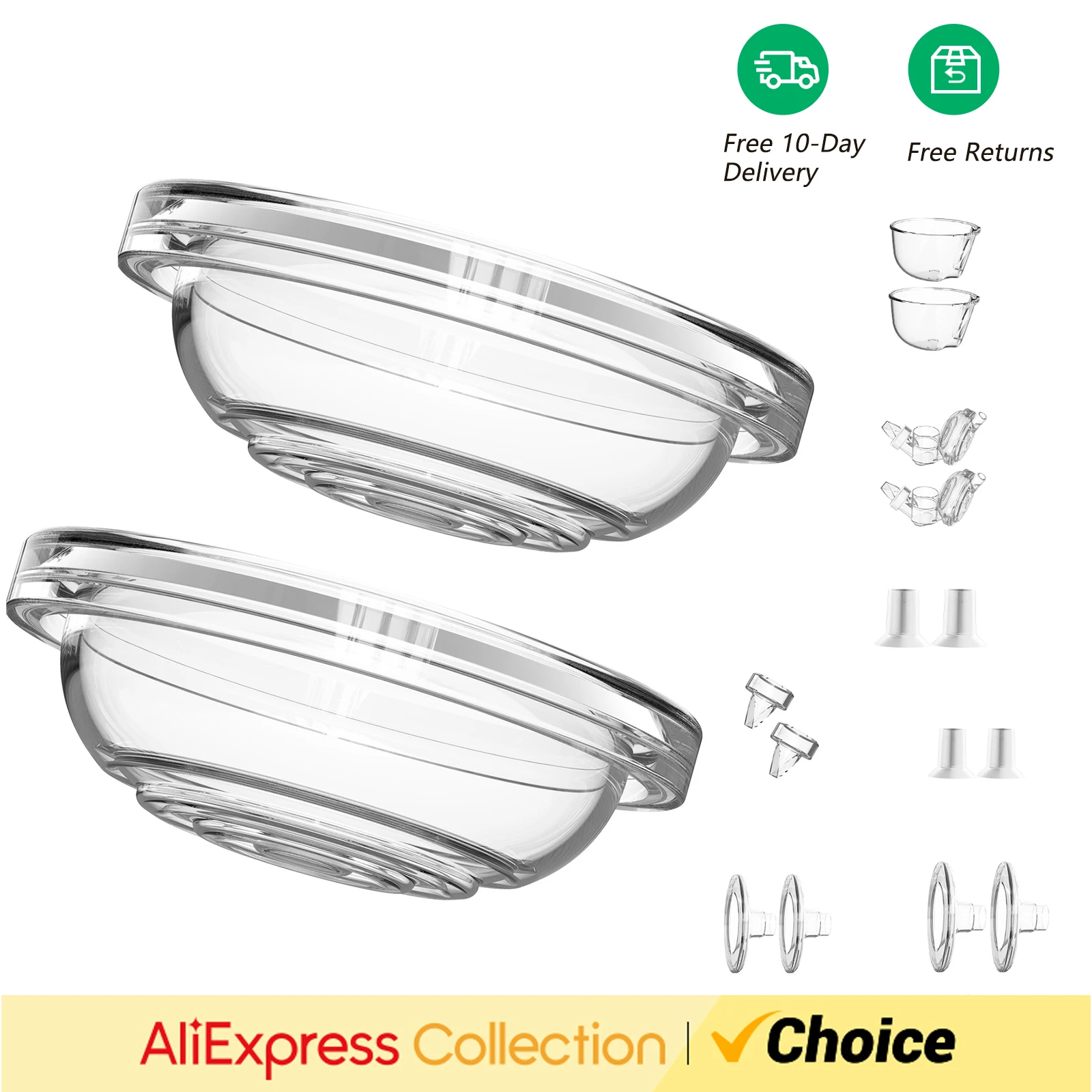 อุปกรณ์เสริมสําหรับเปลี่ยนเครื่องปั๊มนมไฟฟ้าประกอบด้วยขั้วต่อ 2 ชิ้นซิลิโคนเกรดอาหารแบบนุ่มสําหรับเครื่องปั๊มนมแบบสวมใส่ได้ INS 1