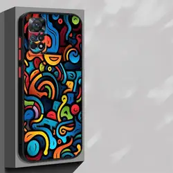 Shockproof Matte Phone Case with Colorful Lines and Graffiti Design for RedmiNote12Pro4G (UUAVA01)