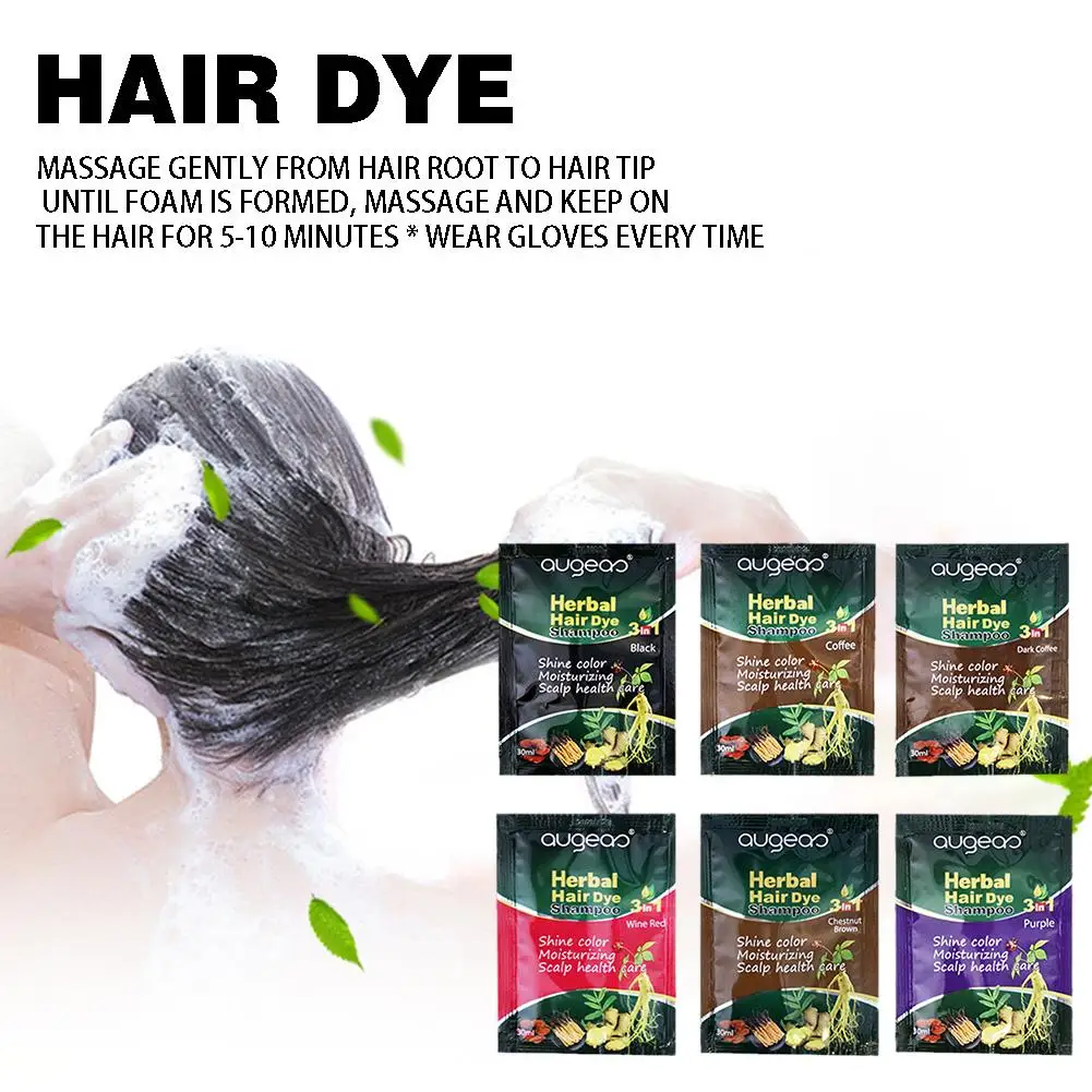 Herbal Hair Darkening Shampoo 30ML Black Bag White Turned Non-stick Scalp Cream