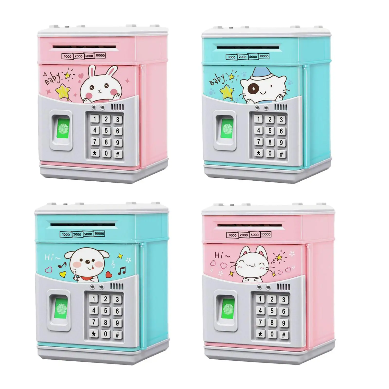 Electronic Piggy Bank ATM Simulated Fingerprint Cash Box Music Automatic Money Roll Atm Password Box MINI ATM Saving Gift