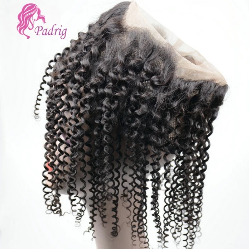 Kinky Curly 360 Full Lace Human Hair Frontal Brazilian Remy Hair 10-20 Inch Natural Color Transparent Swiss Lace Pre-Plucked
