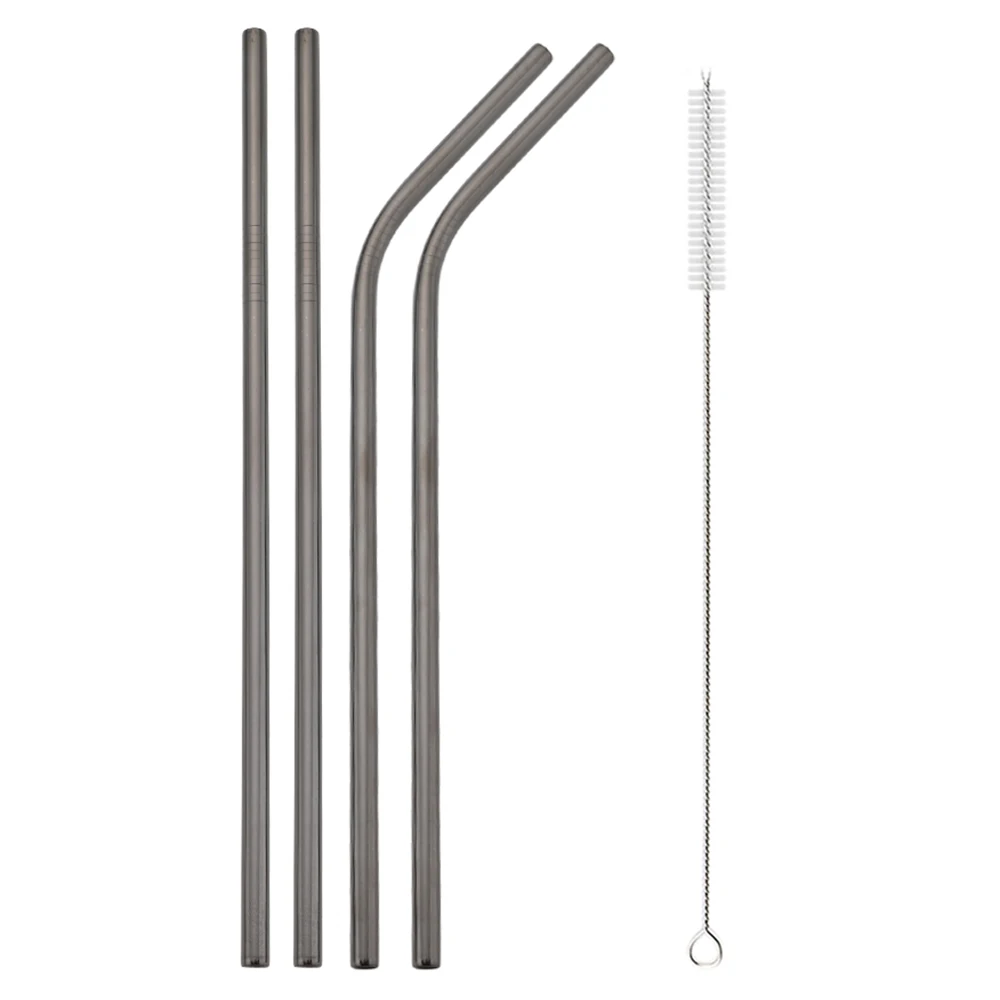 Eco-Friendly Reusable Stainless Steel Straw Set with Cleaning Brush