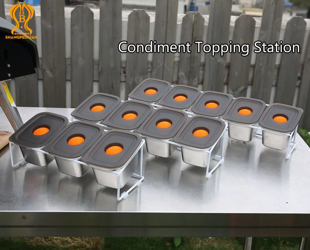 Pizza ingredient container SHANGPEIXUAN seasoning topping station stainless steel for fridge storage