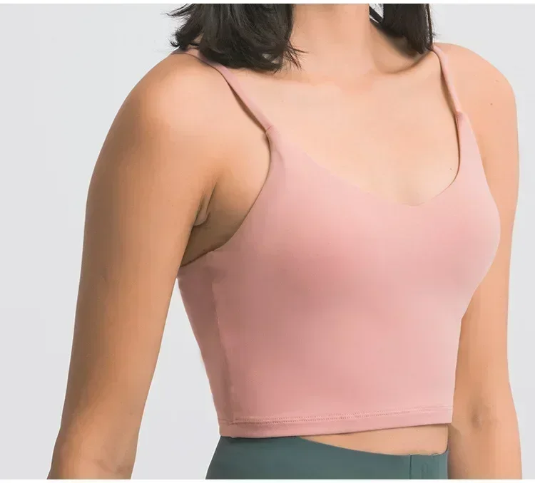 

Lulu Sweetheart Light Support Spaghetti Strap Sport Bra Padded Backless Sweat-wicking Feels Weightless Yoga Built in Bra Top