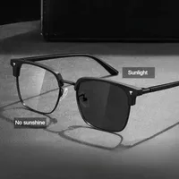 Lunettes photochromiques Anti-rayonnement à lumière bleue, monture carrée en métal, lunettes d'ordinateur pour femmes et hommes, lentille remplaçable 1