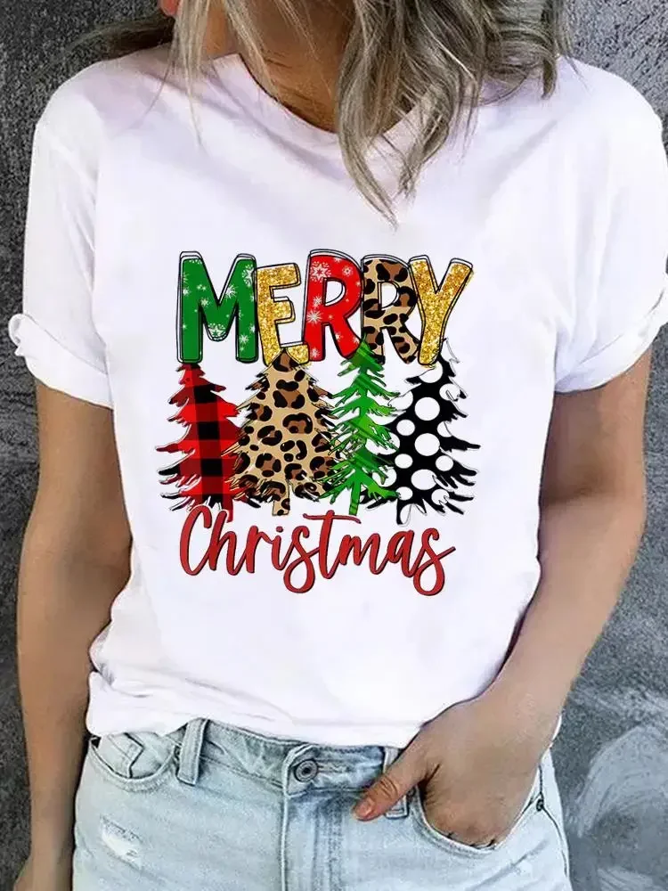 

Women Tee Clothing Graphic T-shirts Christmas Tree Love Cute 90s Clothes Fashion New Year Short Sleeve Print T Top Basic