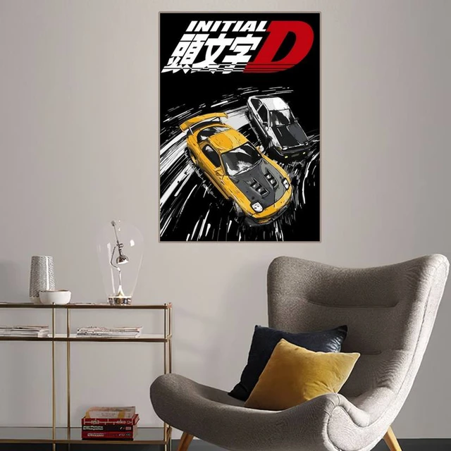 Initial D Anime' Poster, picture, metal print, paint by Bad Smoker