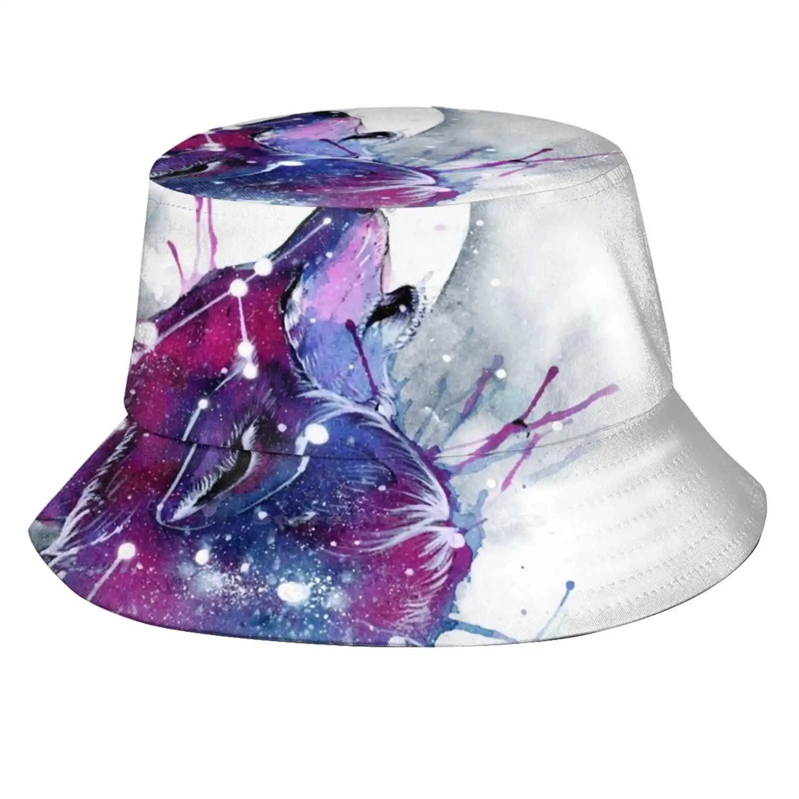 Galaxy Wolf Pattern Design Stampato Cappelli Da Viaggio Secchiello Galaxy Wolf Wolves Animals Dog Space