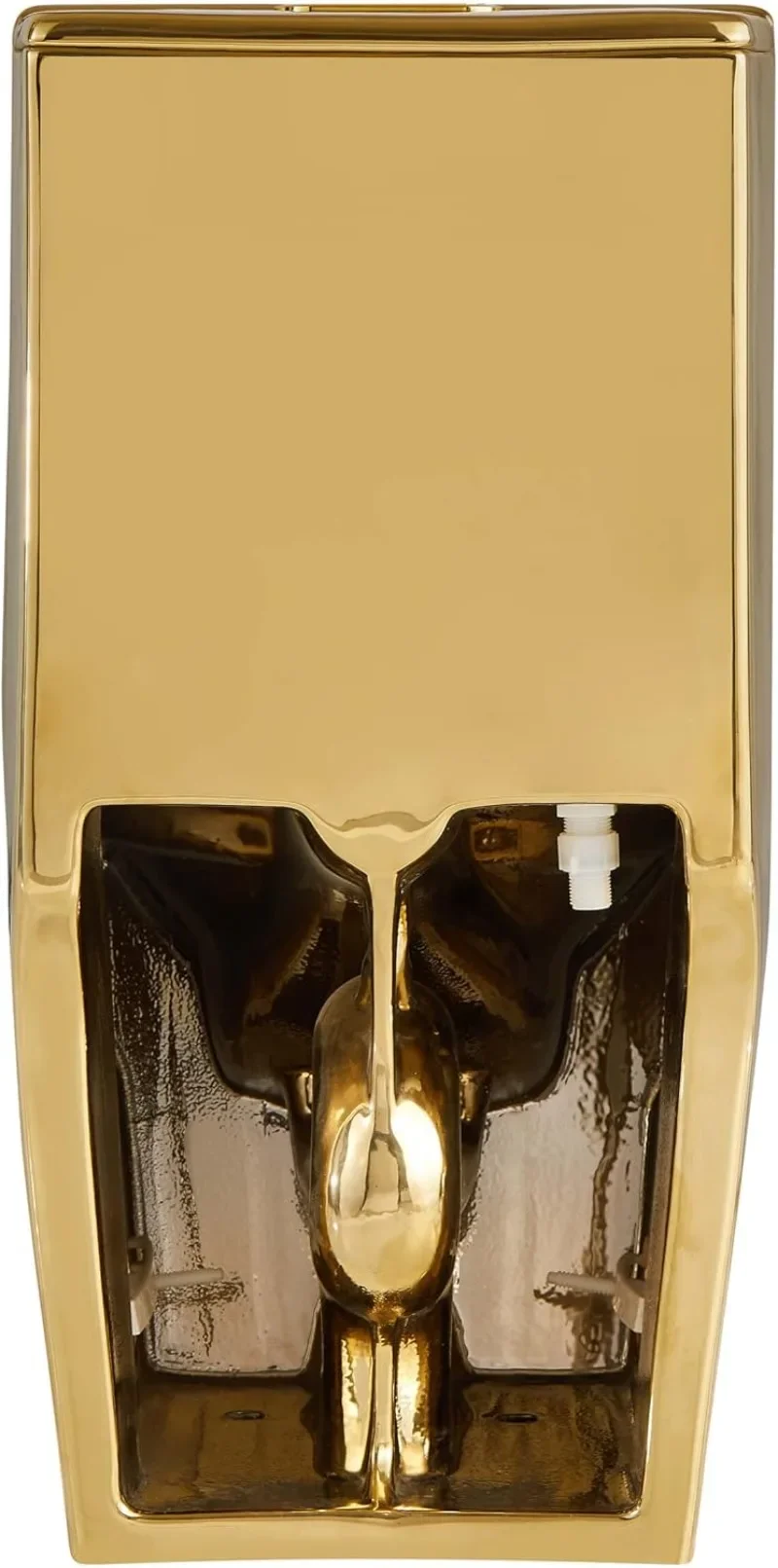 Dual-Flush Elongated One-Piece Toilet with High Efficiency Flush in Shiny Gold The sharply modern forms of the one-piece toilets 5