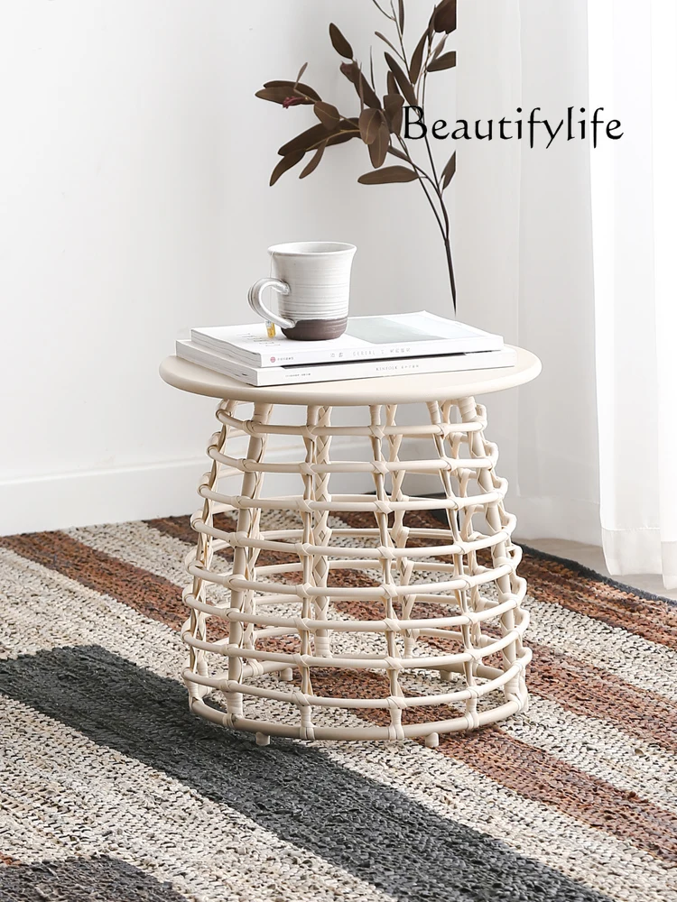 

Household Rattan Coffee Table Simple round Nordic Bedside Table
