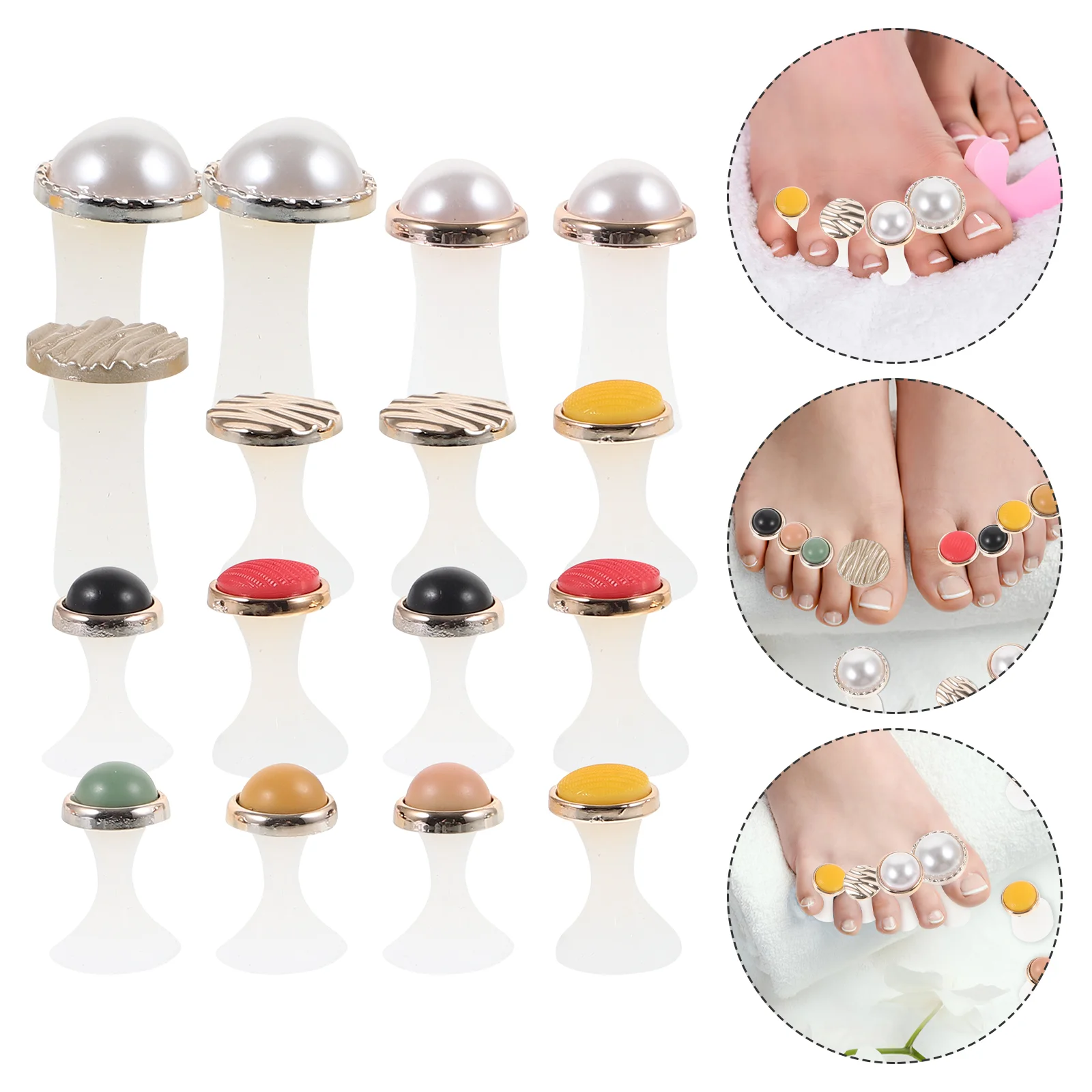 

16 pcs Decorative Toe Separators Silicone Toe Separator Pedicure Toe Separators for Nail Polish