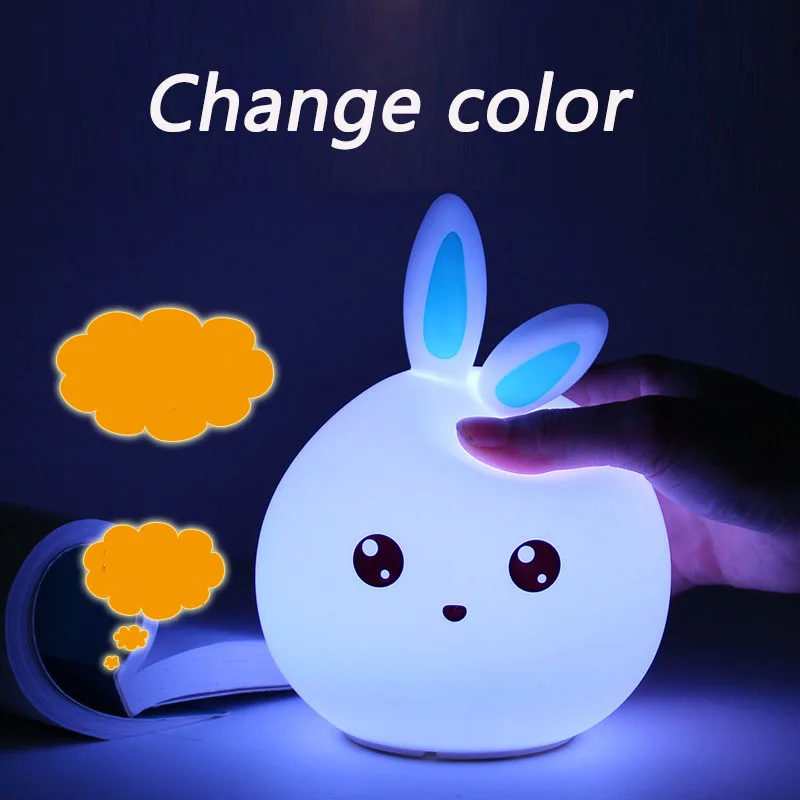 Led Rabbit Night Light Touch Sensor Anime Lamp Colorful Silicone Light For Kids Gift Children's Bed