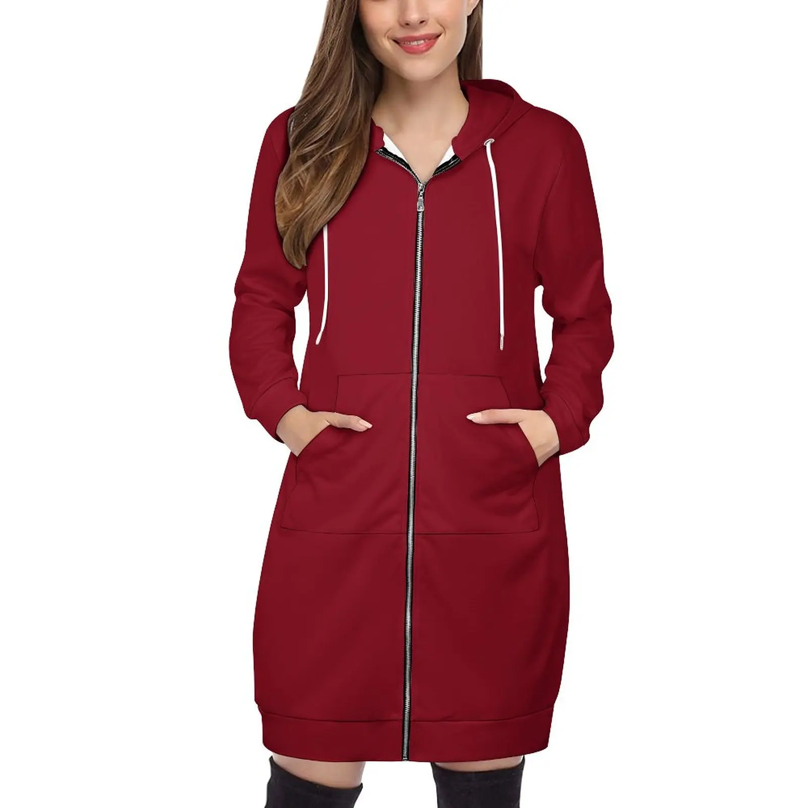 Cheap Solid Bright Firebrick Red Color Fashion Women'S Hoodies New Casual  Hooded Sweatshirt Hoodies Sweatshirt Tops Firebrick