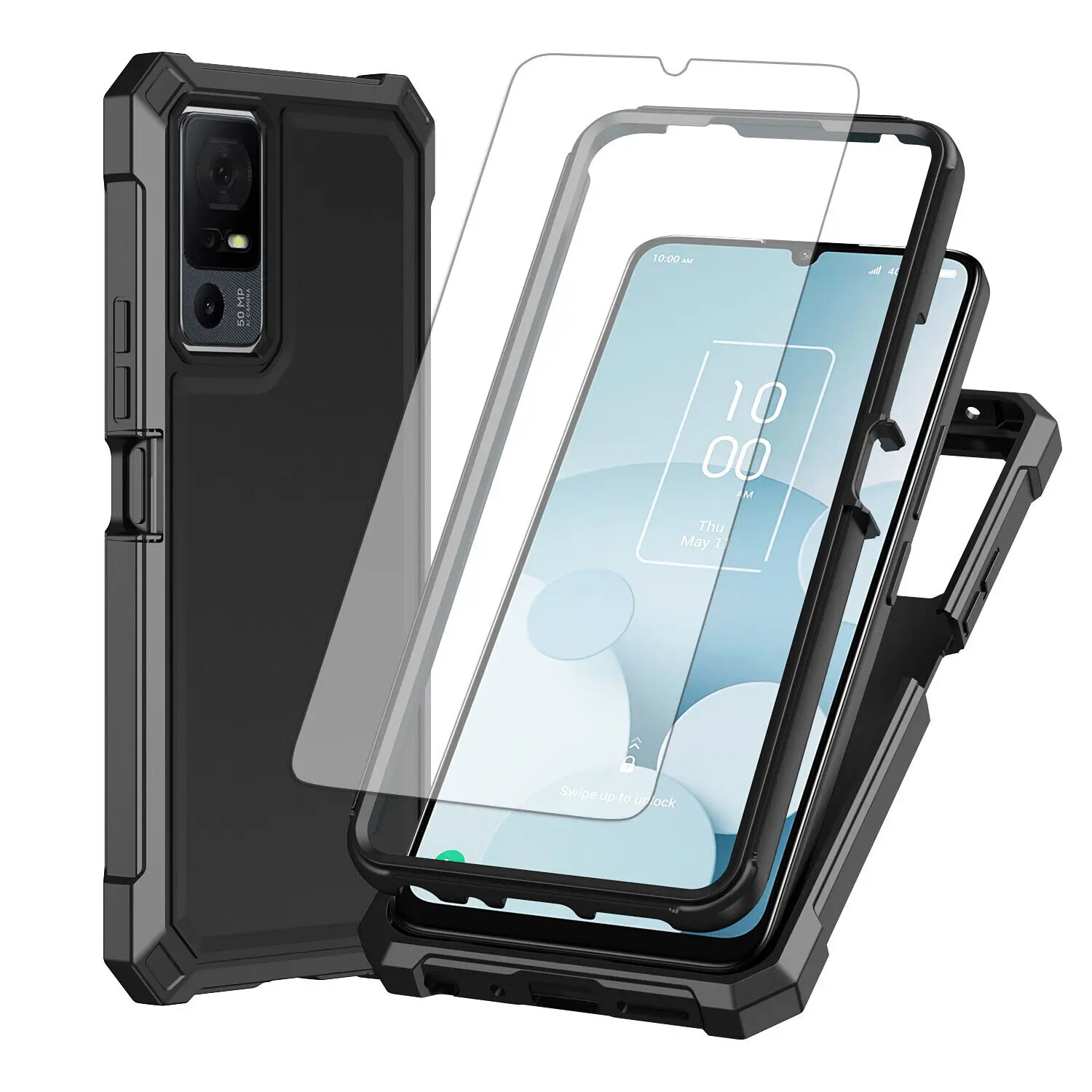 

For Lively Jitterbug Smart4 Case Full Body Shockproof Impact Rugged Cover Silicone TPU Bumper +Tempered Glass Screen Protector